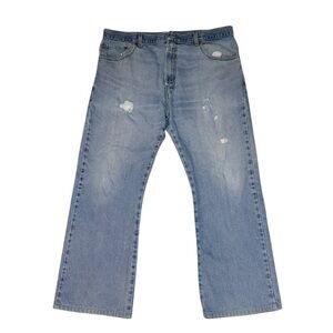 Levi’s 517 Bootcut 100% Cotton Slow Fashion Jeans Light Wash Distressed W36 L30